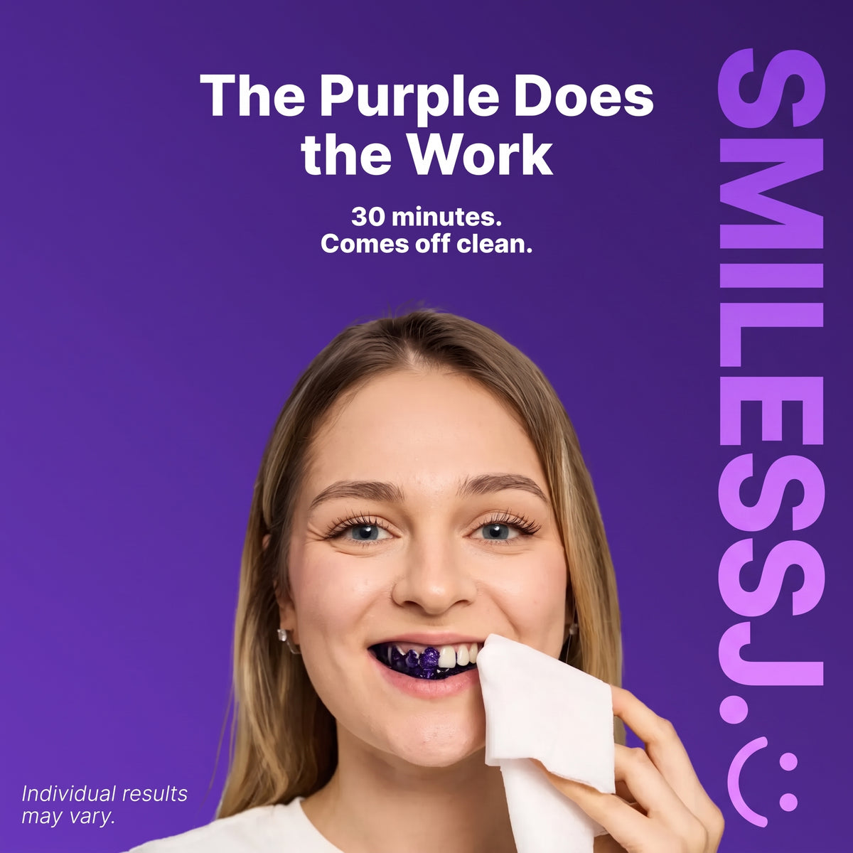 SMILESSJ™ Purple Teeth Whitening Strips - Enamel-Safe PAP+ Formula for Instant Stain Removal (42 Strips / 21 Treatments)